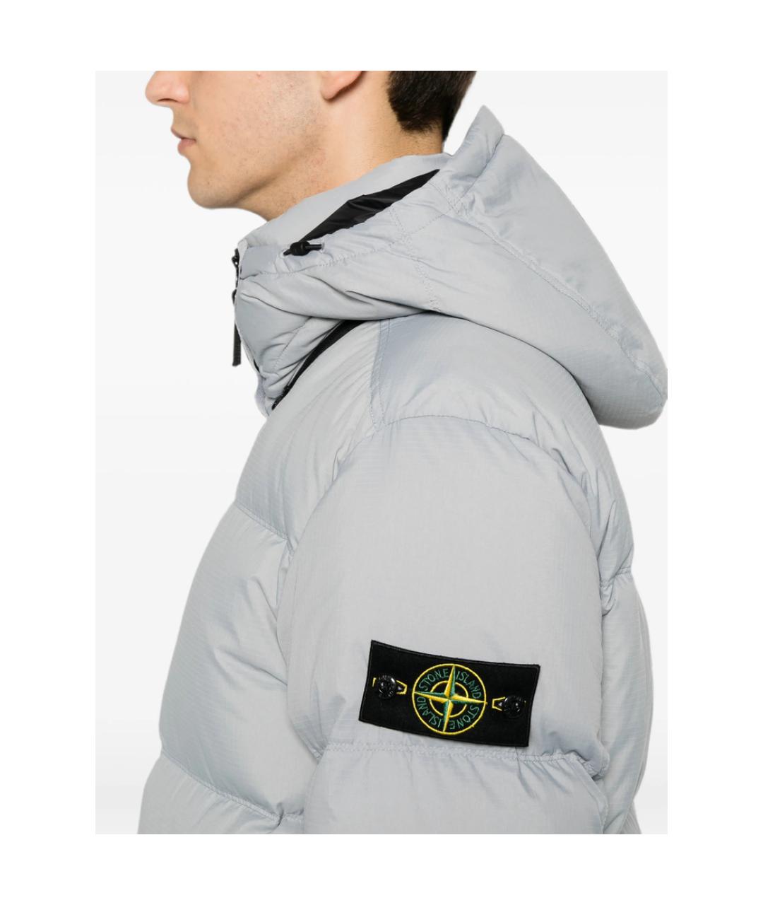STONE ISLAND Серый полиамидовый пуховик, фото 5