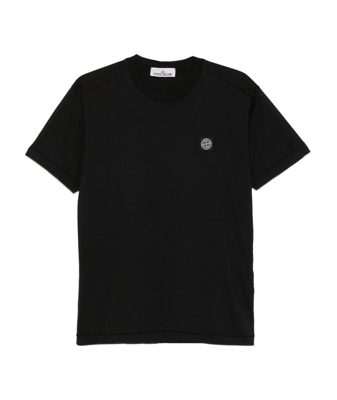 STONE ISLAND Черная хлопковая футболка, фото 1