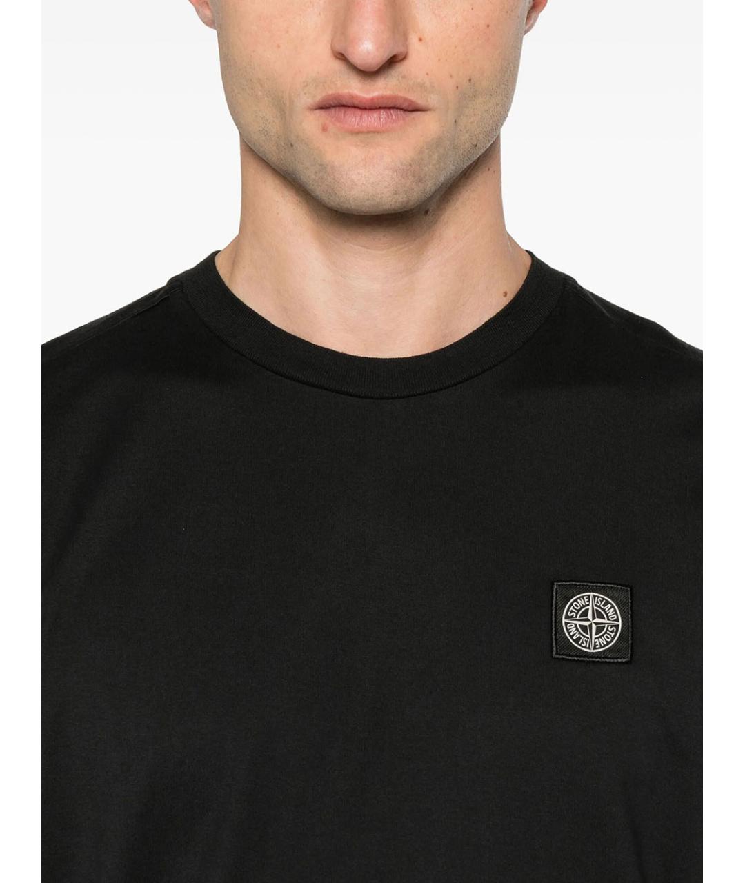 STONE ISLAND Черная хлопковая футболка, фото 4