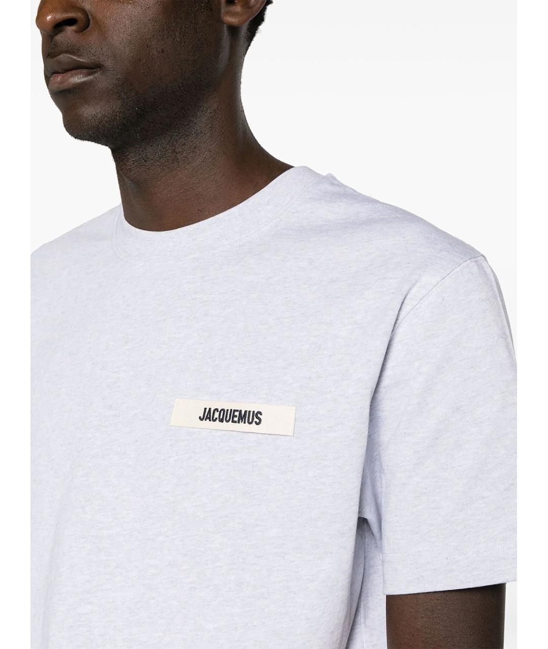 JACQUEMUS Серая хлопковая футболка, фото 5