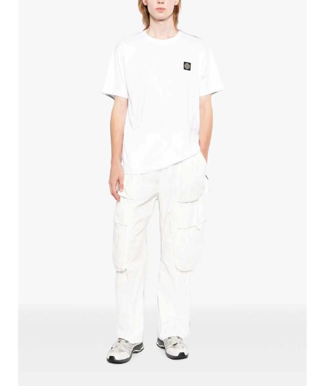 STONE ISLAND Белая хлопковая футболка, фото 2