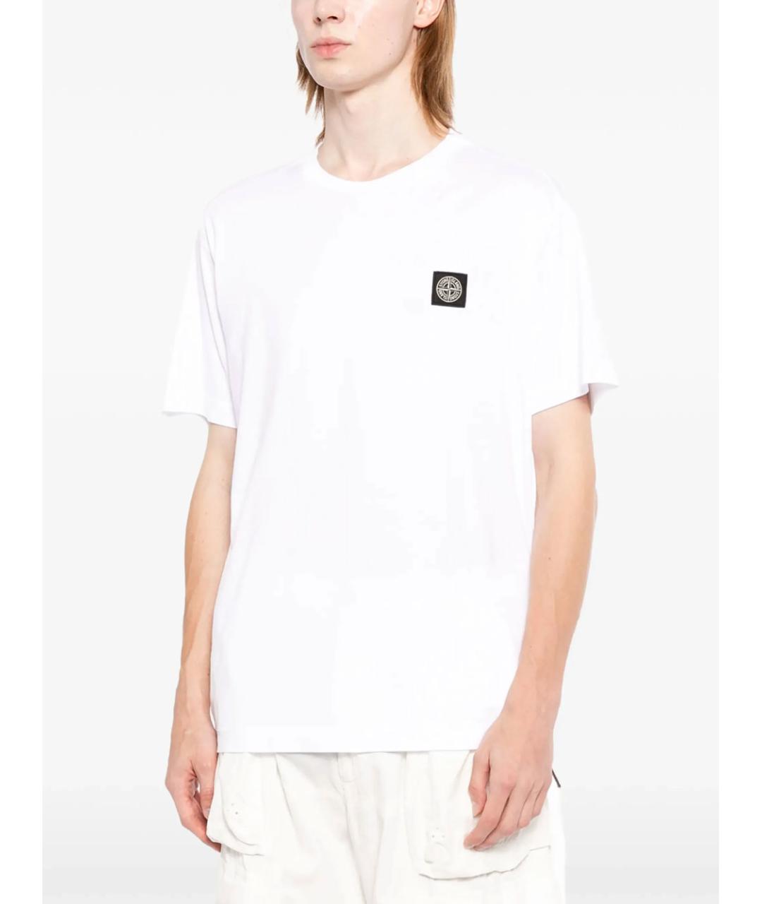 STONE ISLAND Белая хлопковая футболка, фото 3