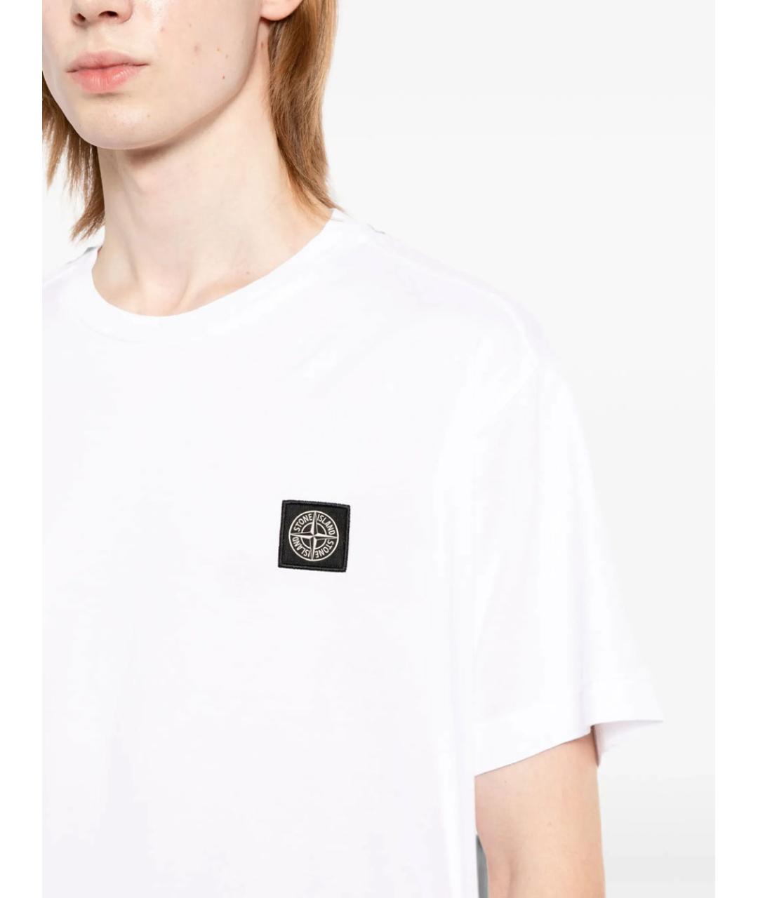STONE ISLAND Белая хлопковая футболка, фото 5