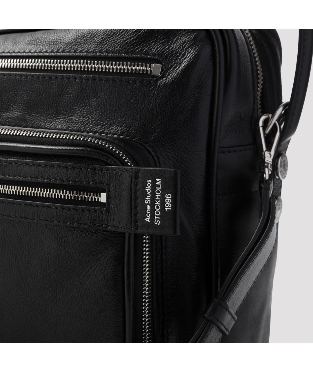 ACNE STUDIOS Черная кожаная сумка через плечо, фото 5