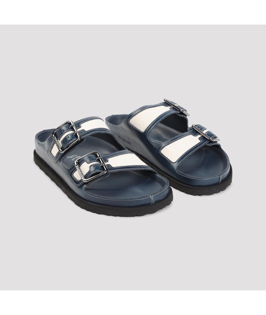 BIRKENSTOCK Синие кожаные шлепанцы, фото 4