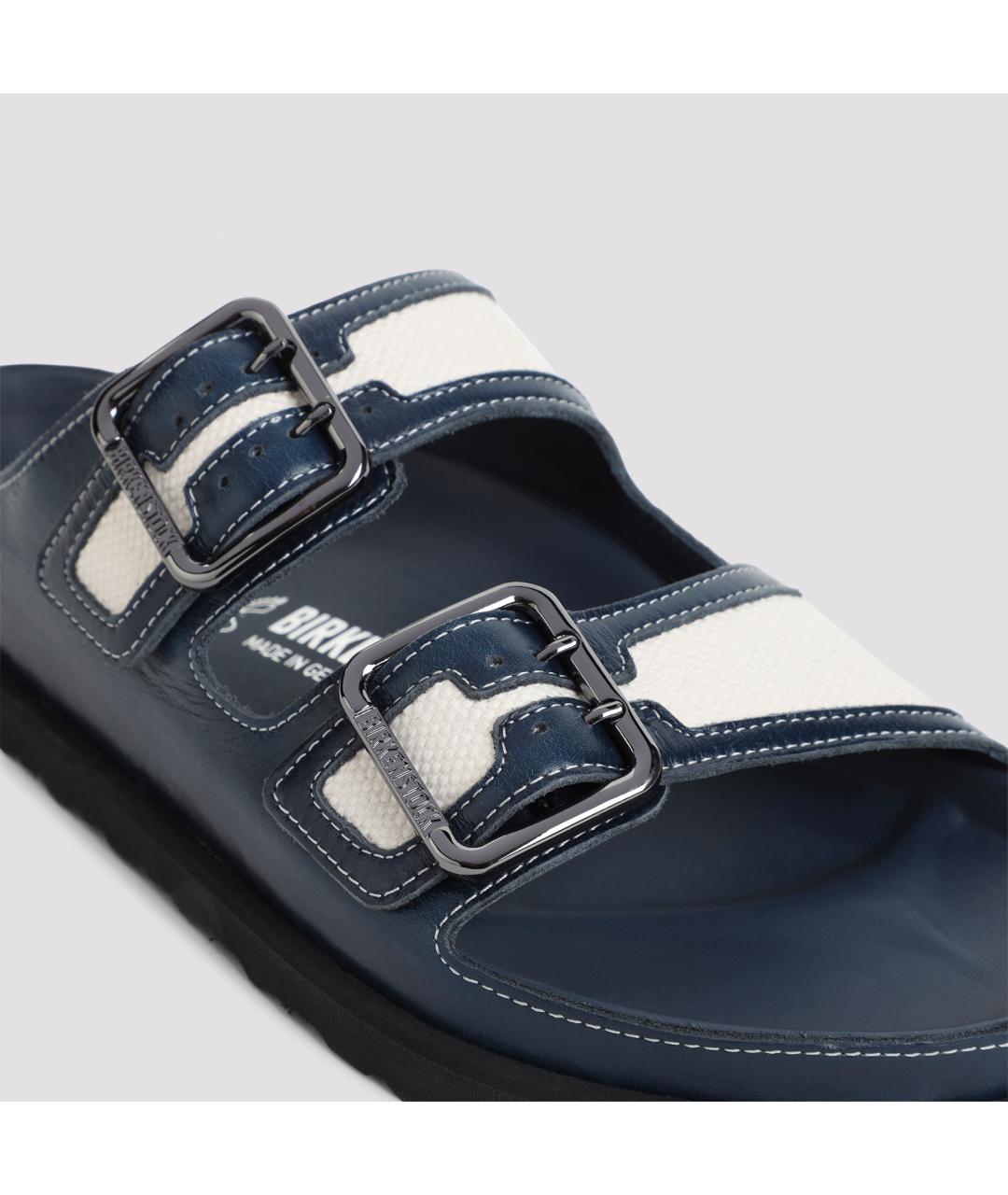 BIRKENSTOCK Синие кожаные шлепанцы, фото 5