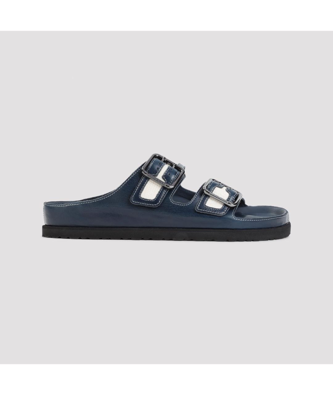 BIRKENSTOCK Синие кожаные шлепанцы, фото 2