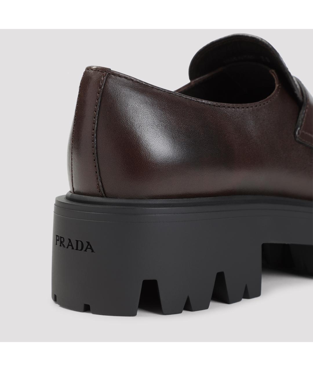 PRADA Коричневые кожаные лоферы, фото 6