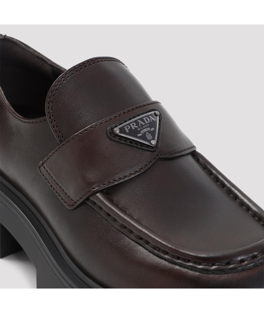 PRADA Коричневые кожаные лоферы, фото 5
