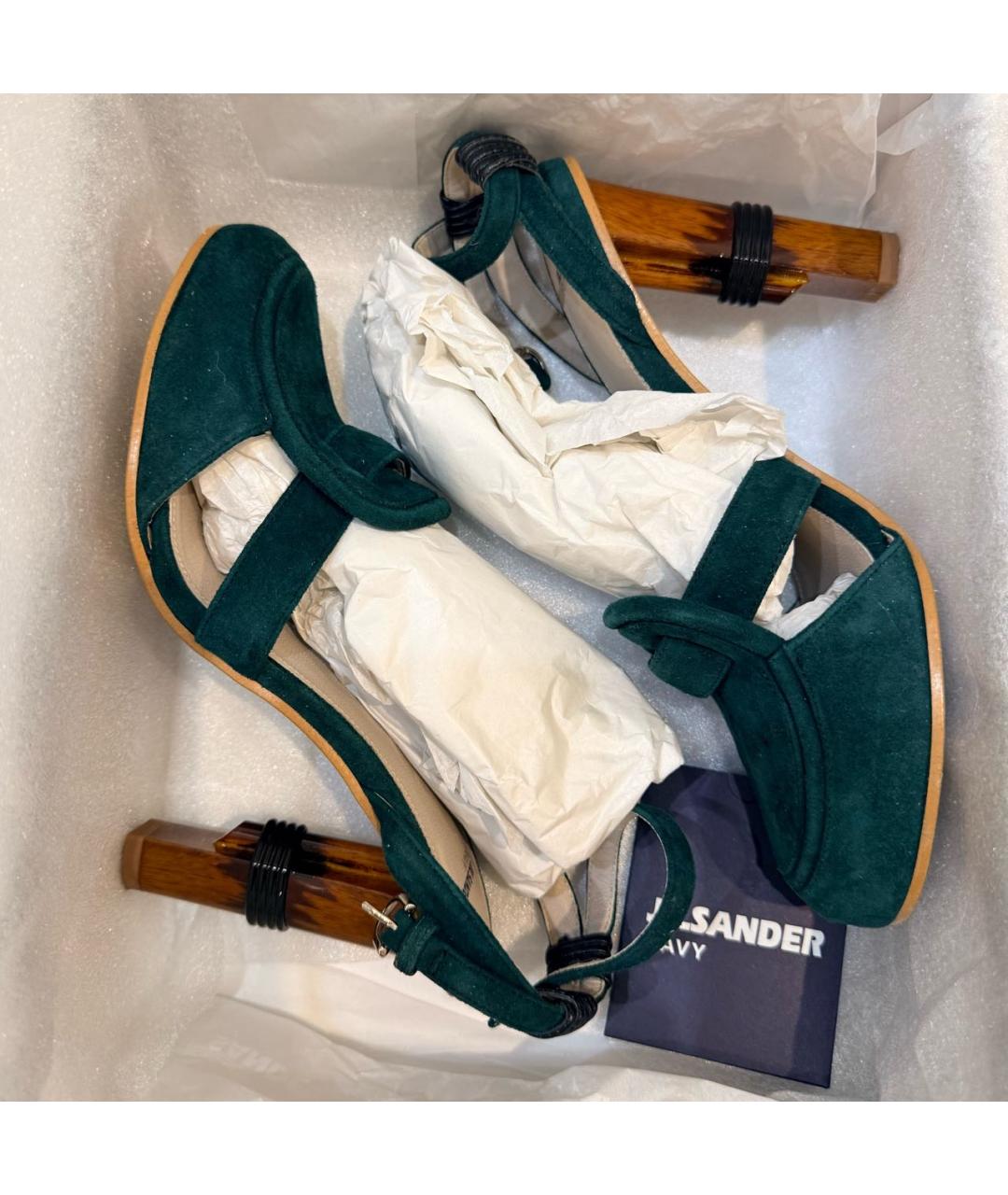 JIL SANDER Зеленые замшевые туфли, фото 6