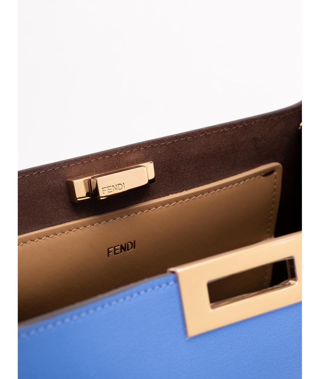 FENDI Синяя кожаная сумка тоут, фото 4