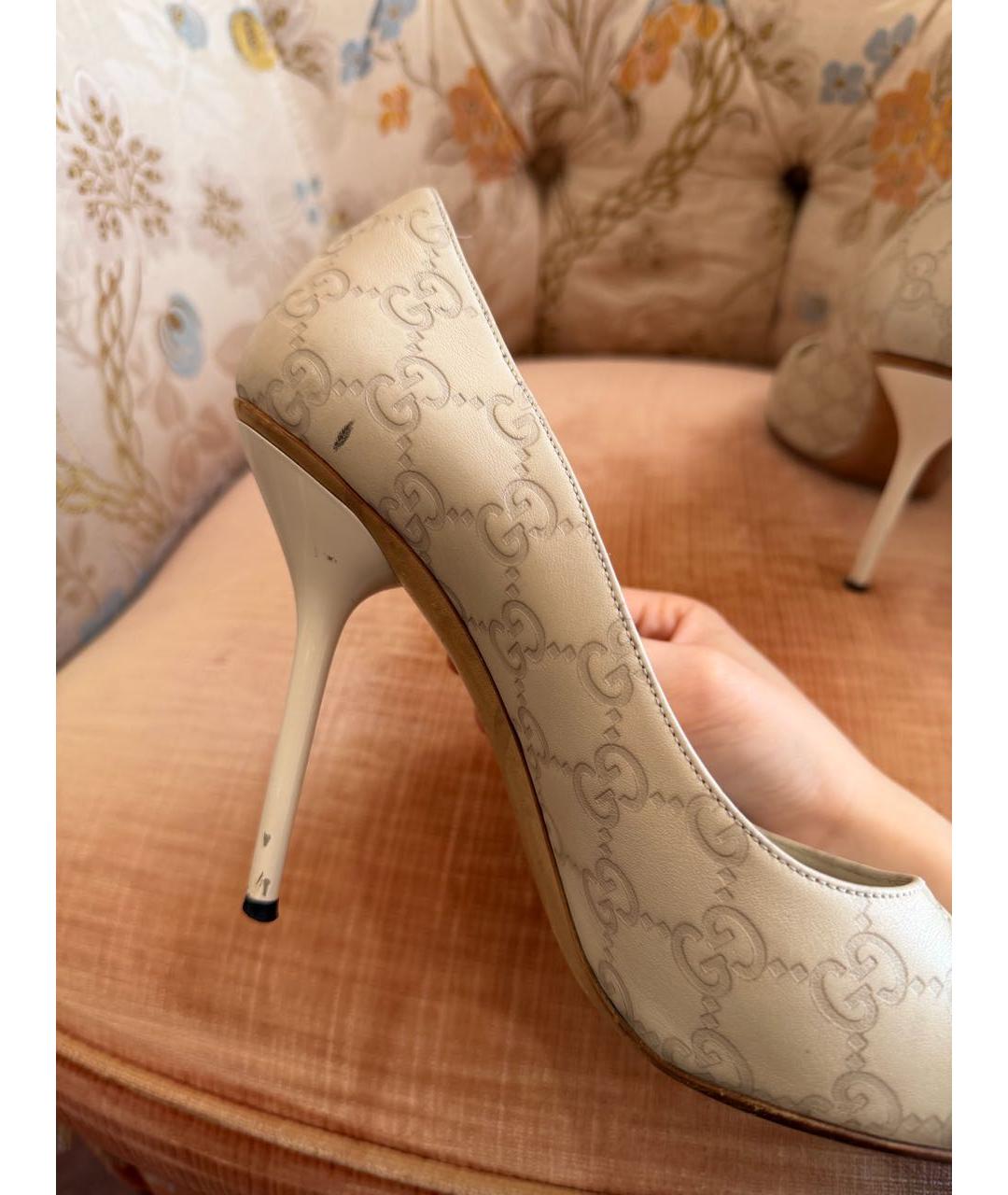GUCCI Бежевые кожаные туфли, фото 3