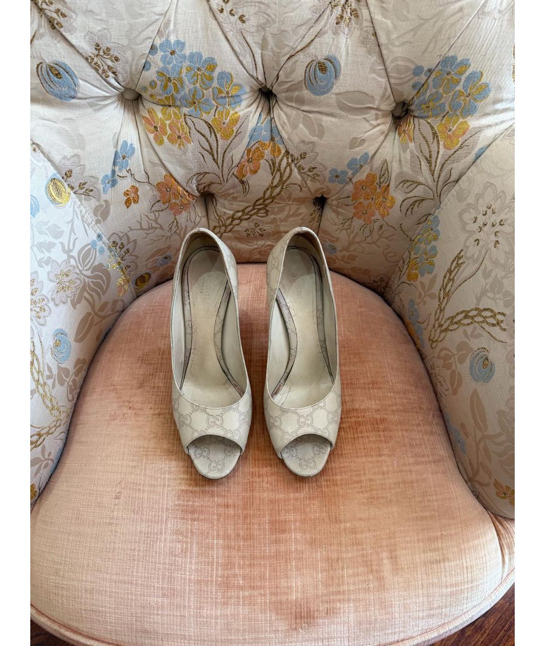 GUCCI Бежевые кожаные туфли, фото 2