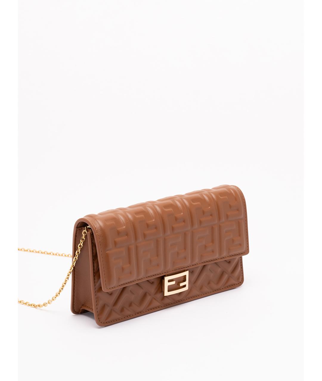 FENDI Коричневая кожаная сумка через плечо, фото 3