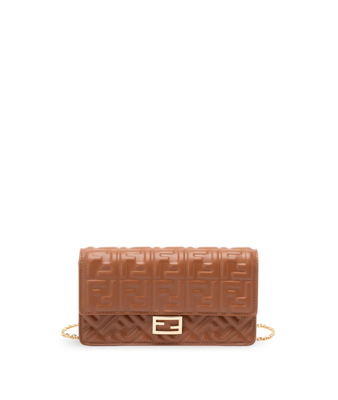 FENDI Коричневая кожаная сумка через плечо, фото 1