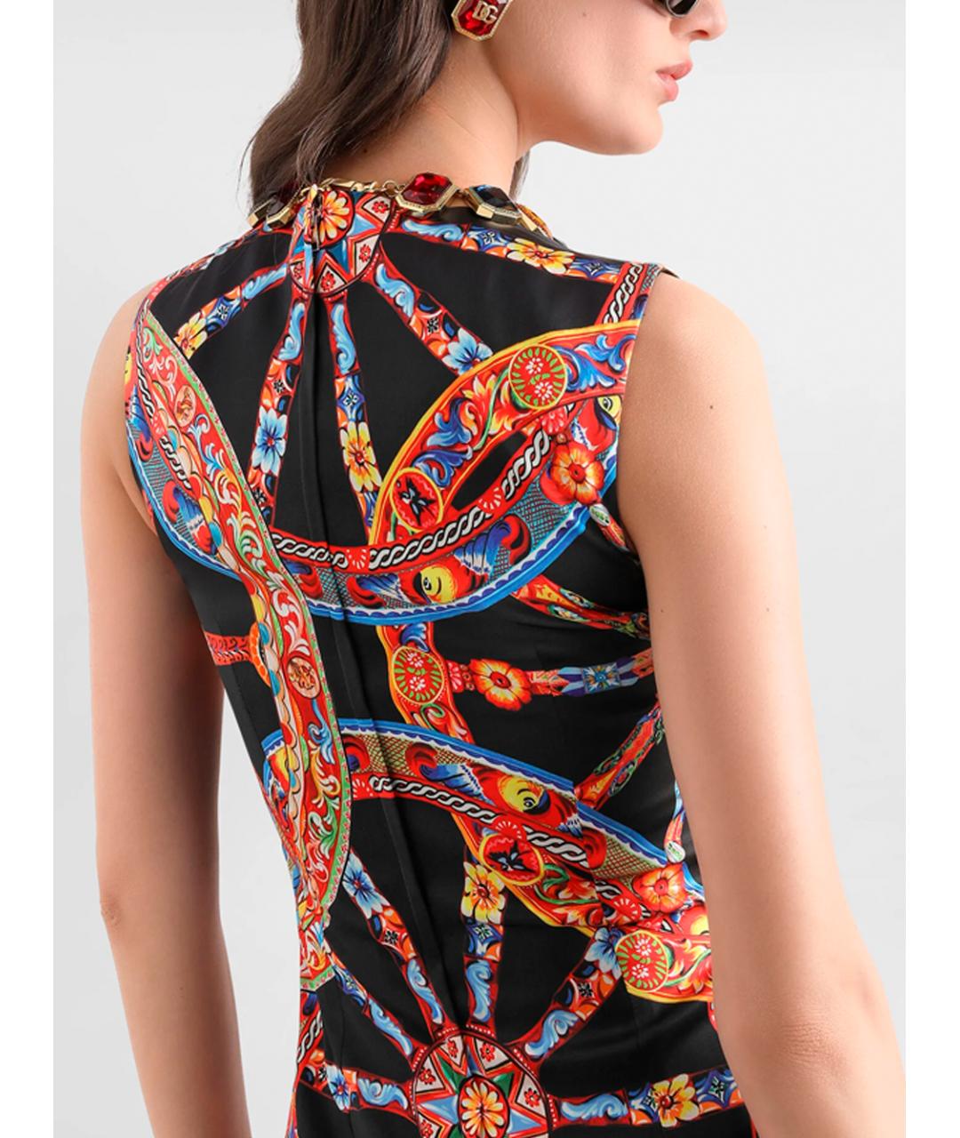 DOLCE&GABBANA Мульти шелковое платье, фото 6