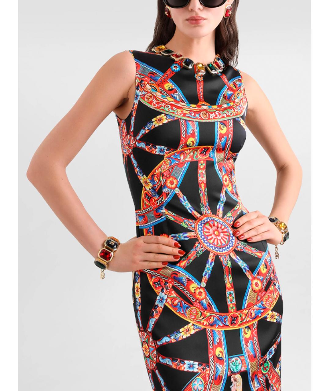 DOLCE&GABBANA Мульти шелковое платье, фото 5