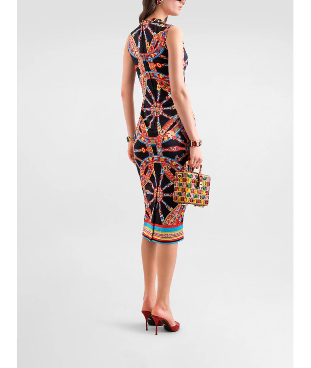 DOLCE&GABBANA Мульти шелковое платье, фото 4