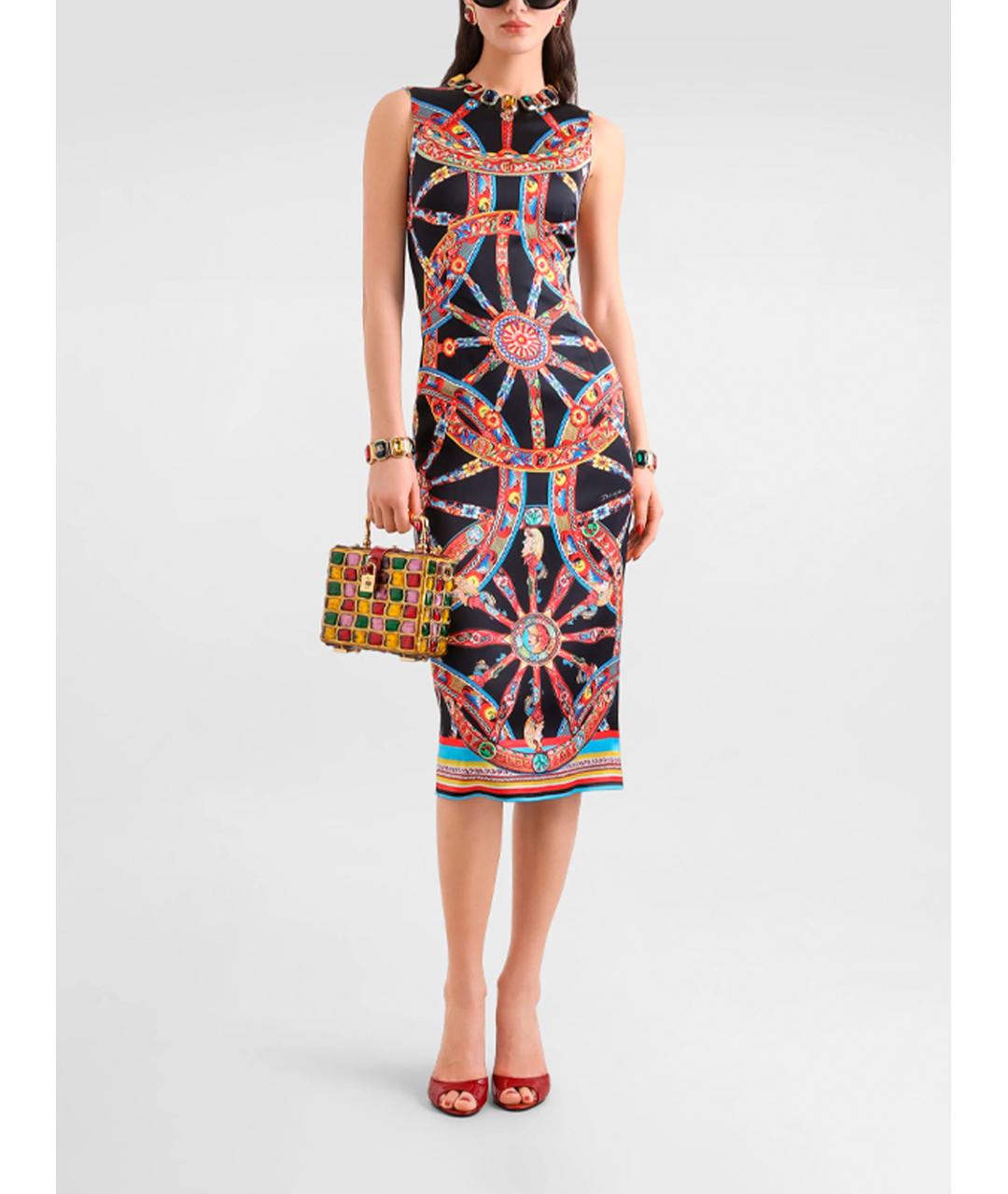 DOLCE&GABBANA Мульти шелковое платье, фото 3
