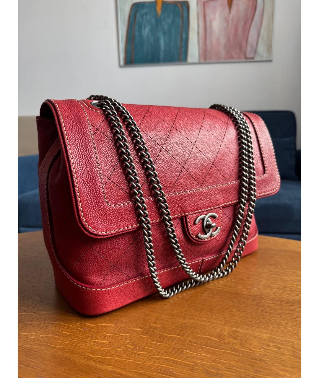 CHANEL Красная кожаная сумка тоут, фото 2