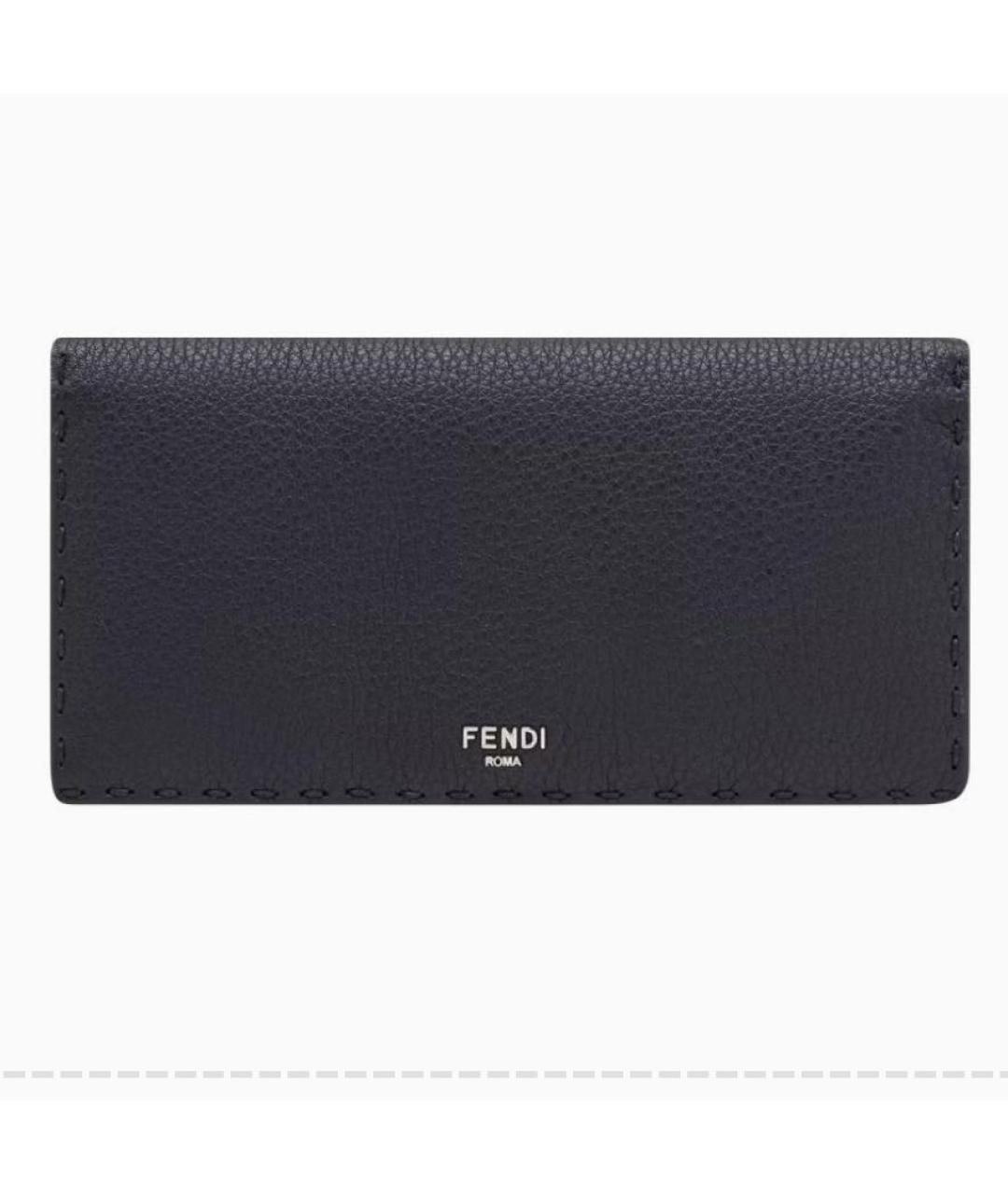 FENDI Антрацитовый кожаный кошелек, фото 5