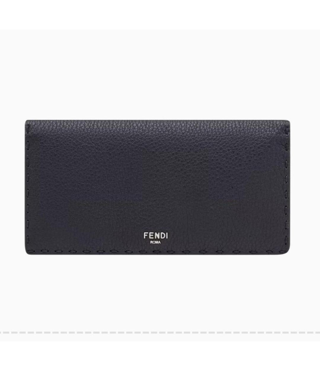 FENDI Антрацитовый кожаный кошелек, фото 4