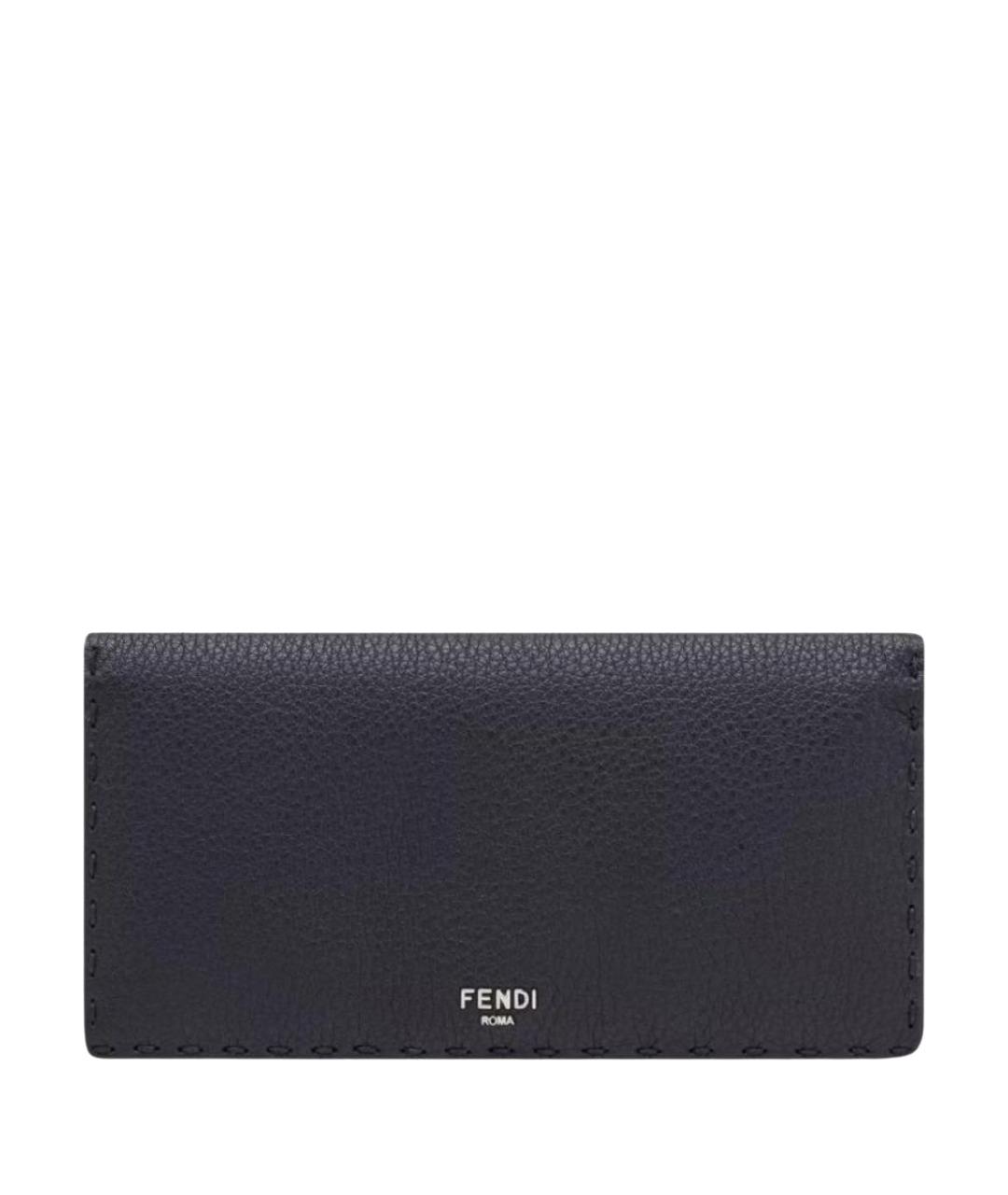 FENDI Антрацитовый кожаный кошелек, фото 1