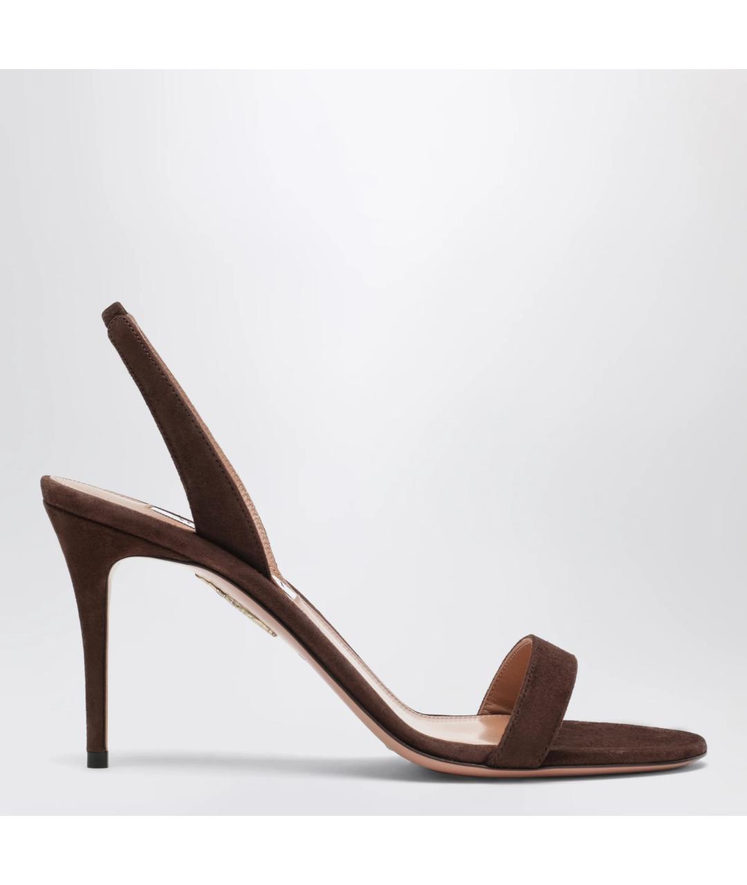 AQUAZZURA Коричневые замшевые босоножки, фото 3