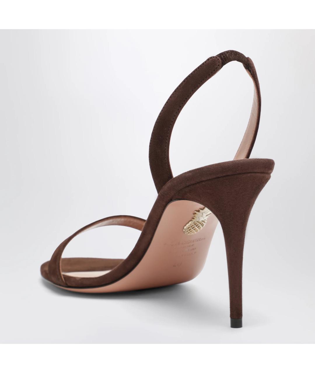 AQUAZZURA Коричневые замшевые босоножки, фото 2