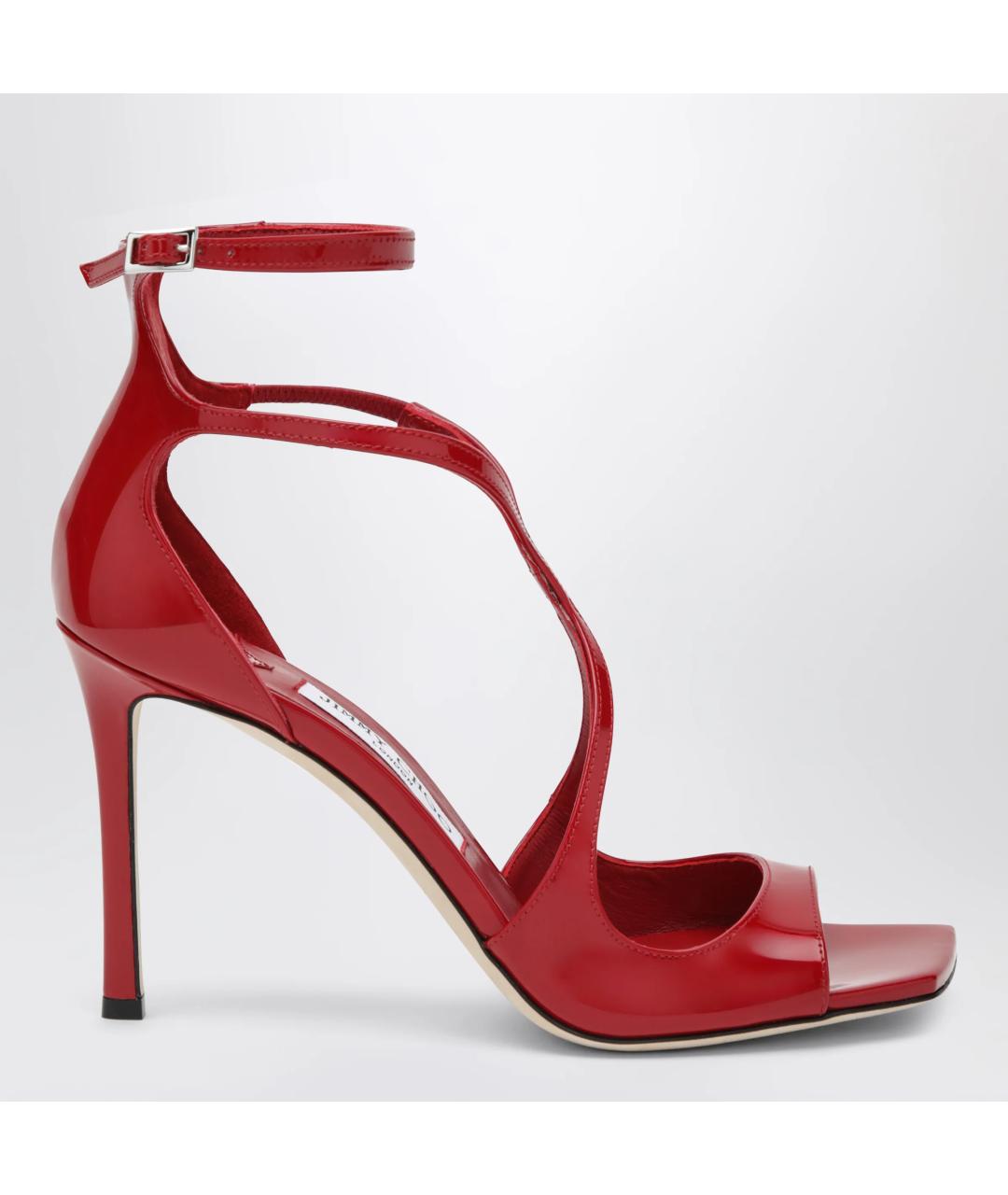 JIMMY CHOO Красные босоножки из лакированной кожи, фото 3