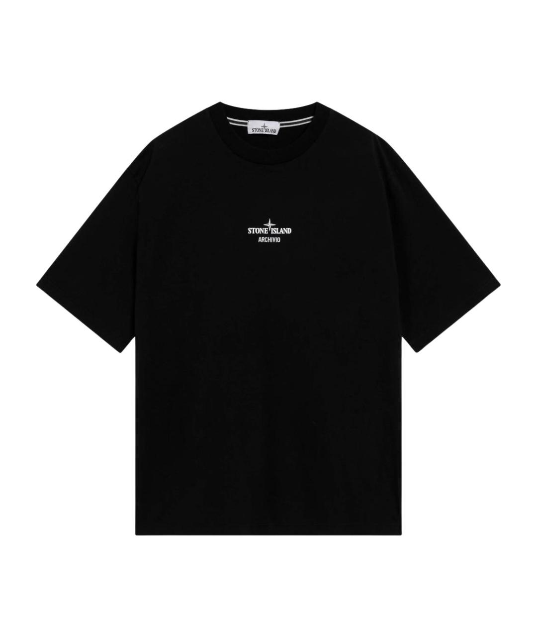STONE ISLAND Черная хлопковая футболка, фото 1