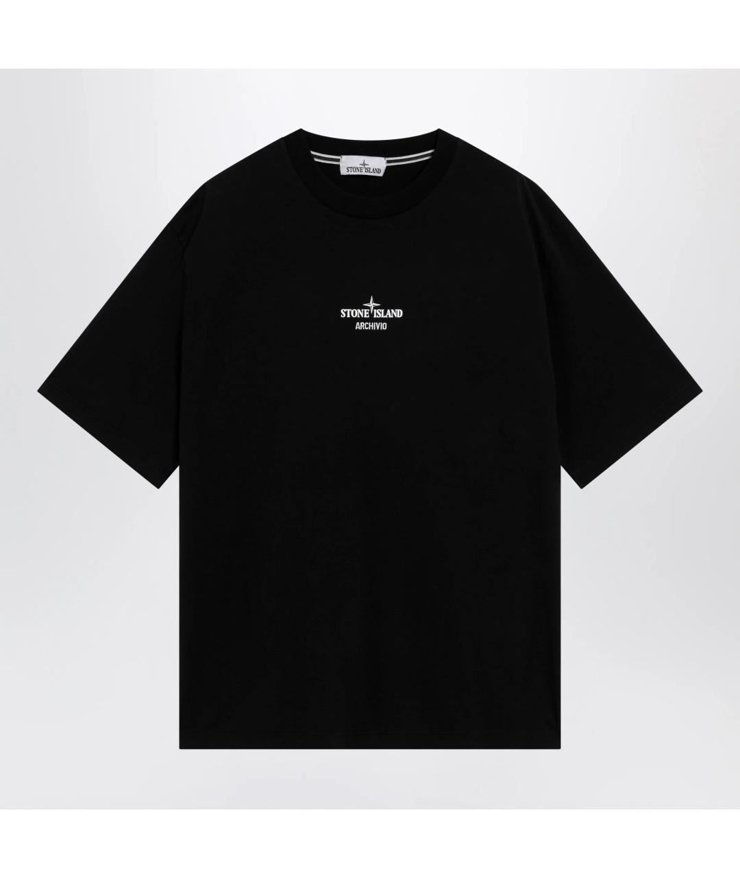 STONE ISLAND Черная хлопковая футболка, фото 3