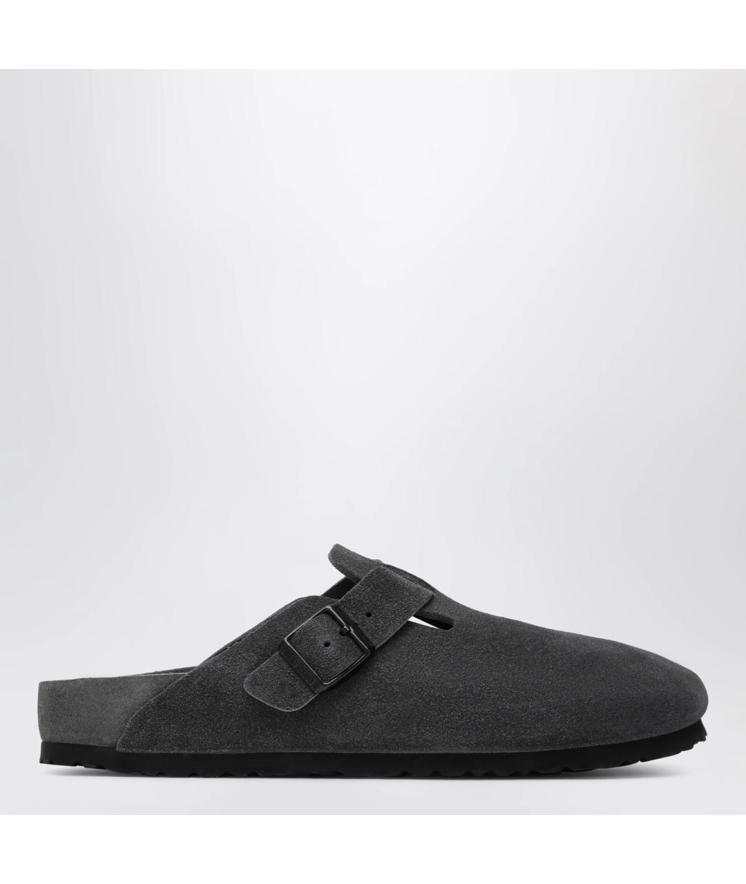 BIRKENSTOCK Антрацитовые замшевые шлепанцы, фото 3