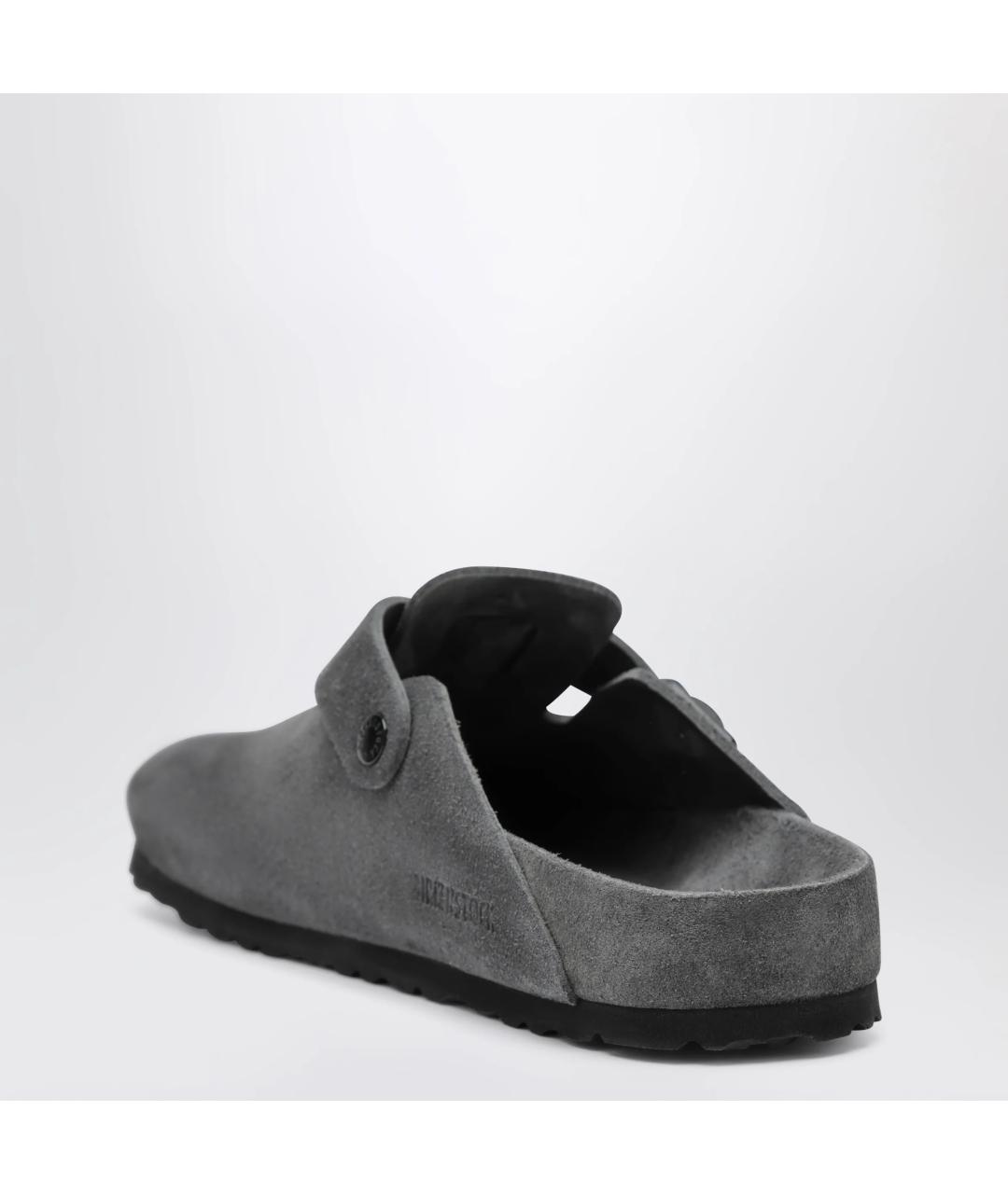 BIRKENSTOCK Антрацитовые замшевые шлепанцы, фото 2