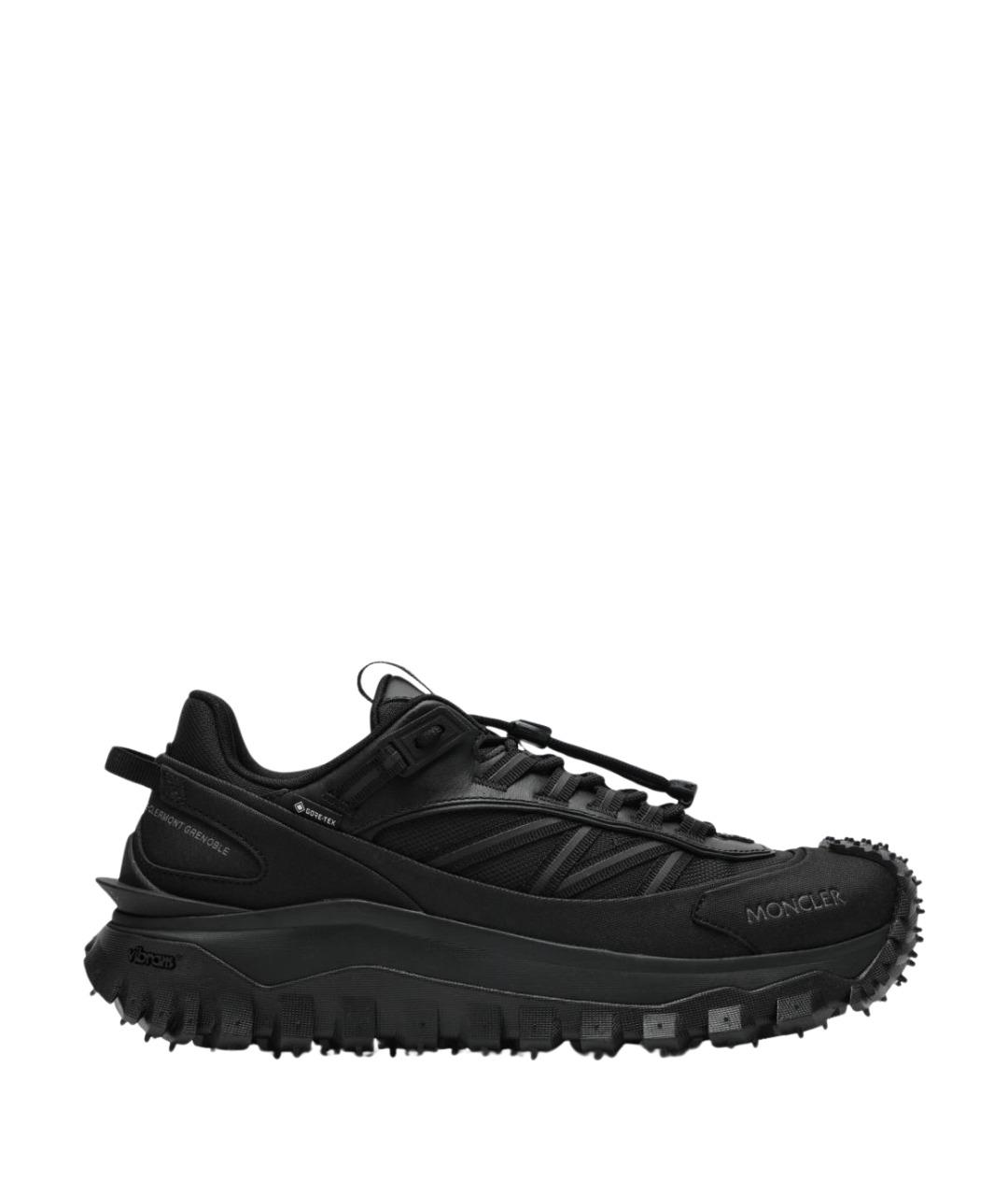 MONCLER Черные кожаные низкие кроссовки / кеды, фото 1