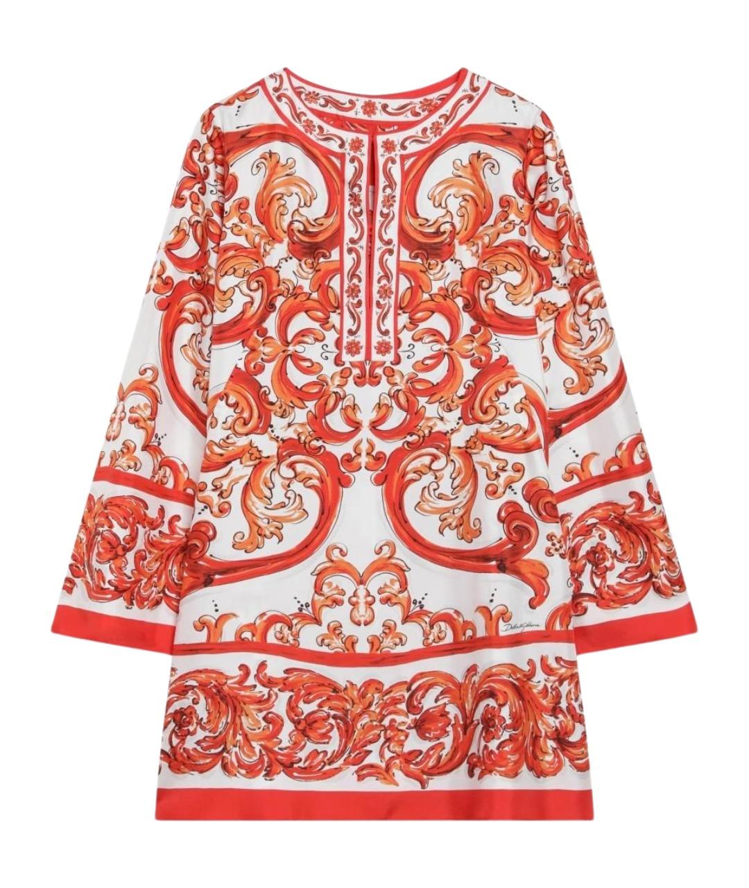 DOLCE&GABBANA Оранжевое шелковое повседневное платье, фото 1