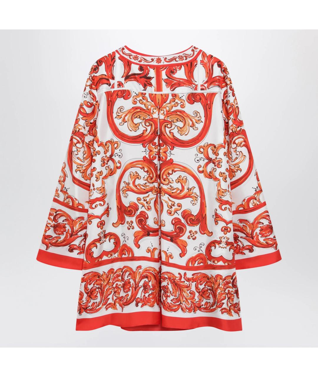 DOLCE&GABBANA Оранжевое шелковое повседневное платье, фото 2
