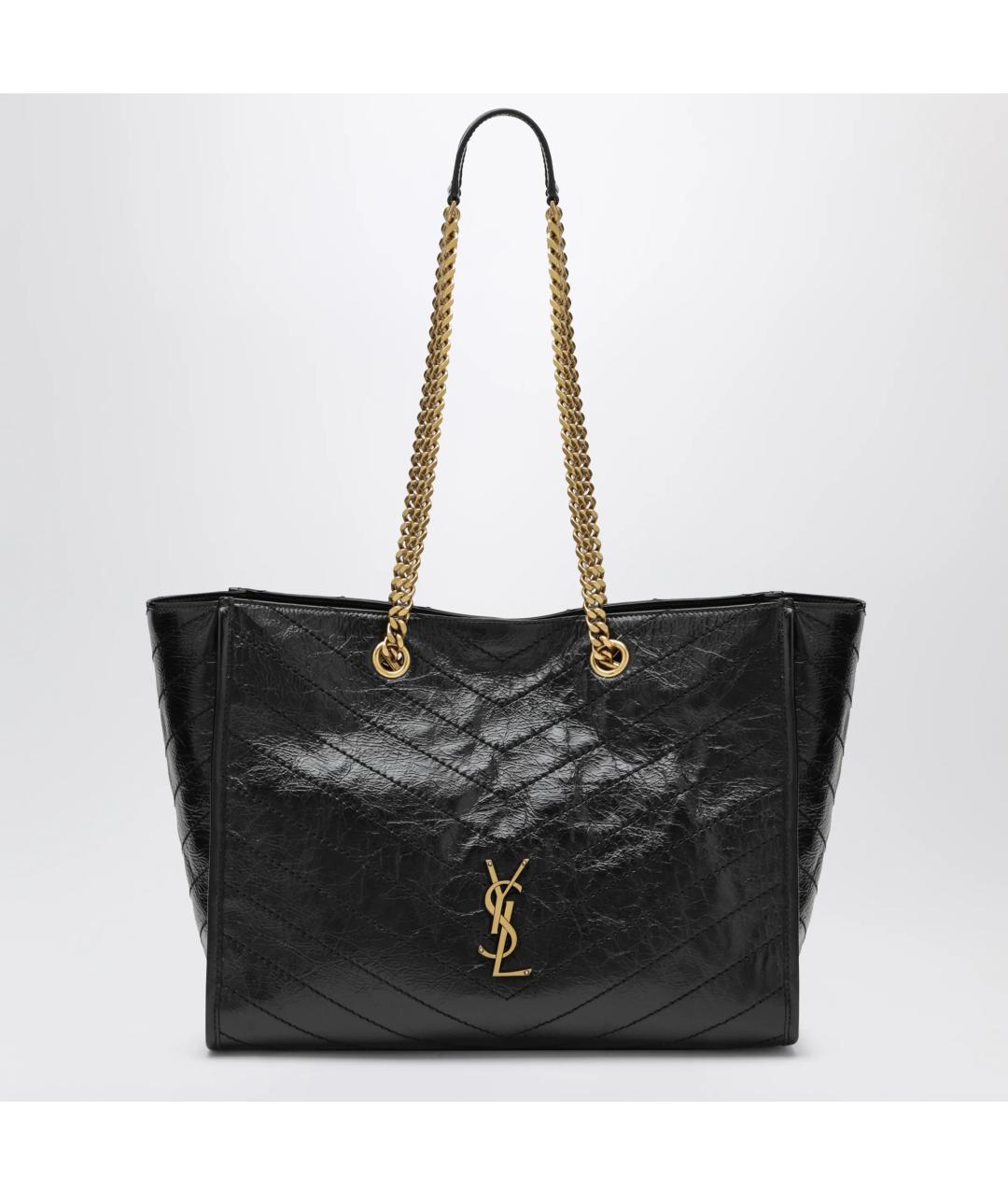SAINT LAURENT Черная кожаная сумка тоут, фото 3