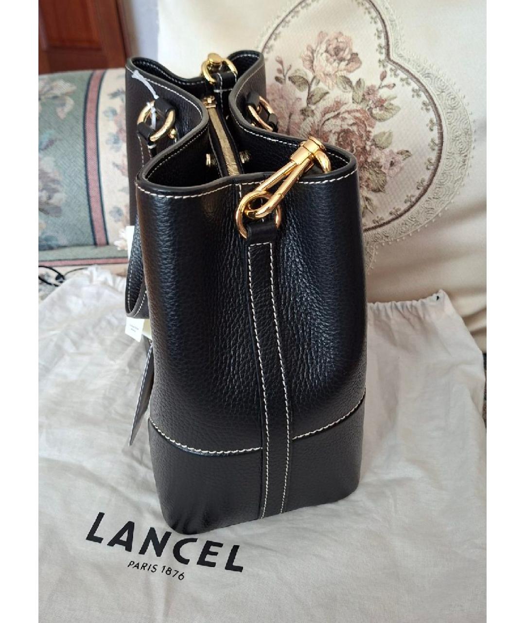 LANCEL Черная кожаная сумка с короткими ручками, фото 2