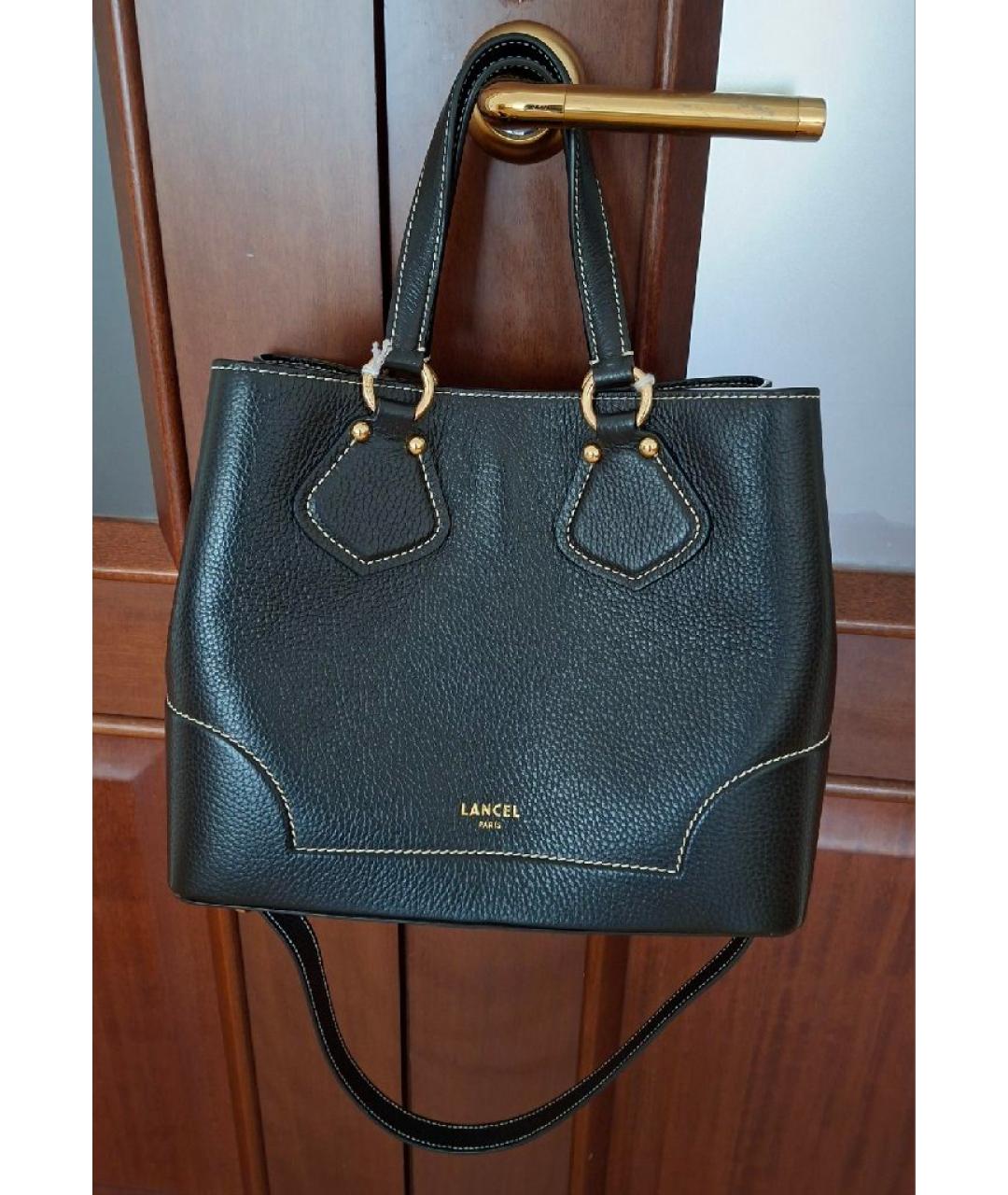 LANCEL Черная кожаная сумка с короткими ручками, фото 7