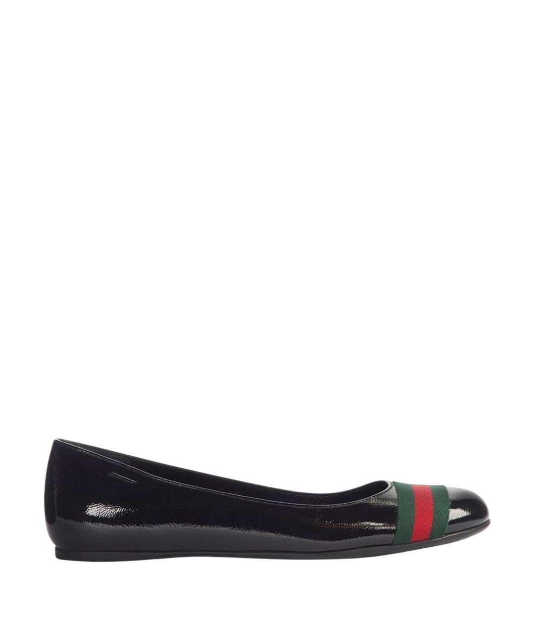 GUCCI Черные балетки из лакированной кожи, фото 1