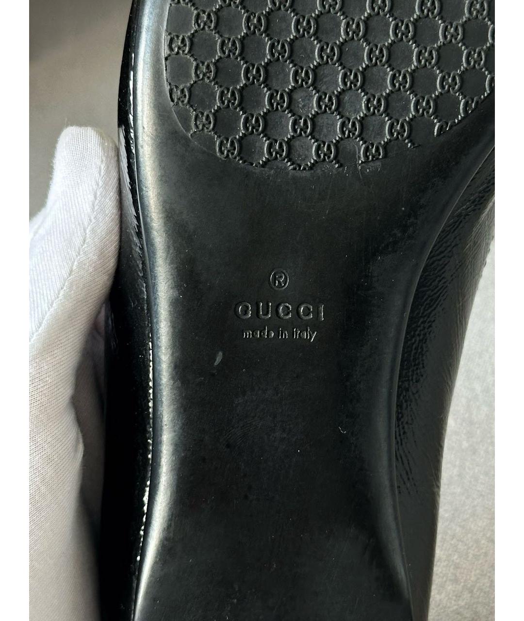 GUCCI Черные балетки из лакированной кожи, фото 8