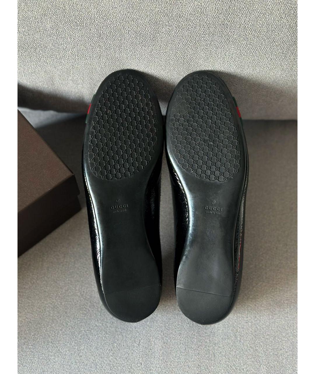GUCCI Черные балетки из лакированной кожи, фото 7