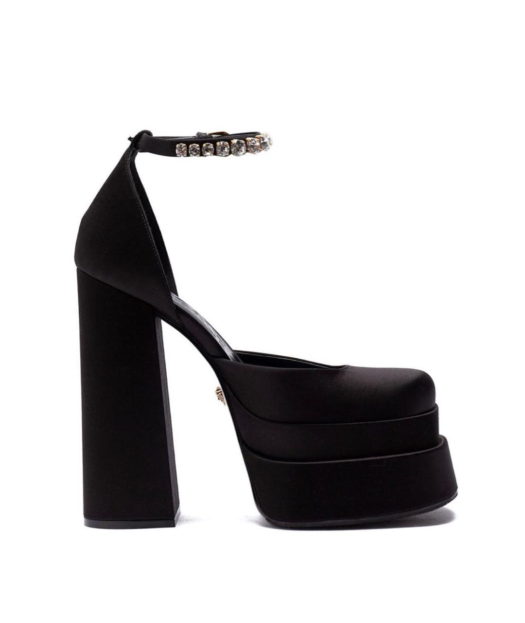 VERSACE Черные текстильные босоножки, фото 8