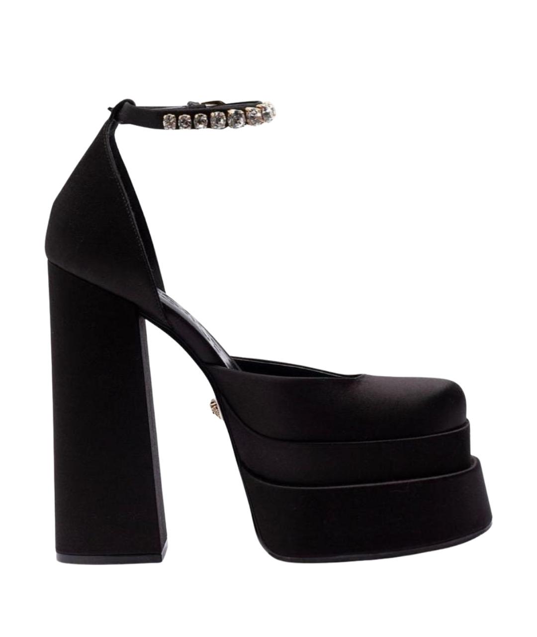 VERSACE Черные текстильные босоножки, фото 1