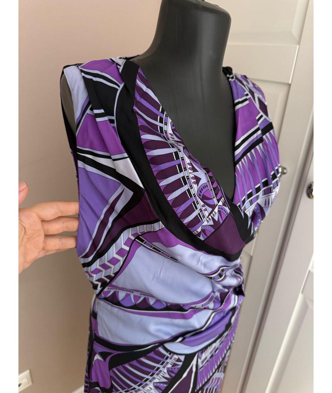 EMILIO PUCCI Фиолетовое шелковое коктейльное платье, фото 5