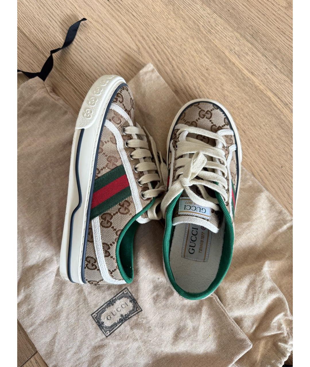 GUCCI Бежевые текстильные кеды, фото 5