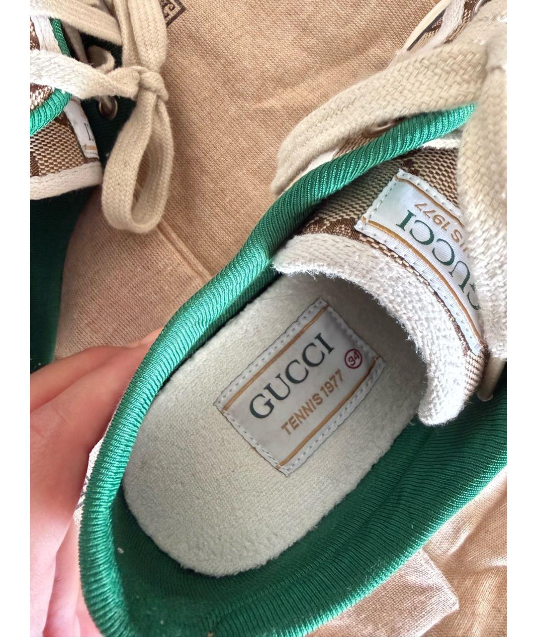 GUCCI Бежевые текстильные кеды, фото 4