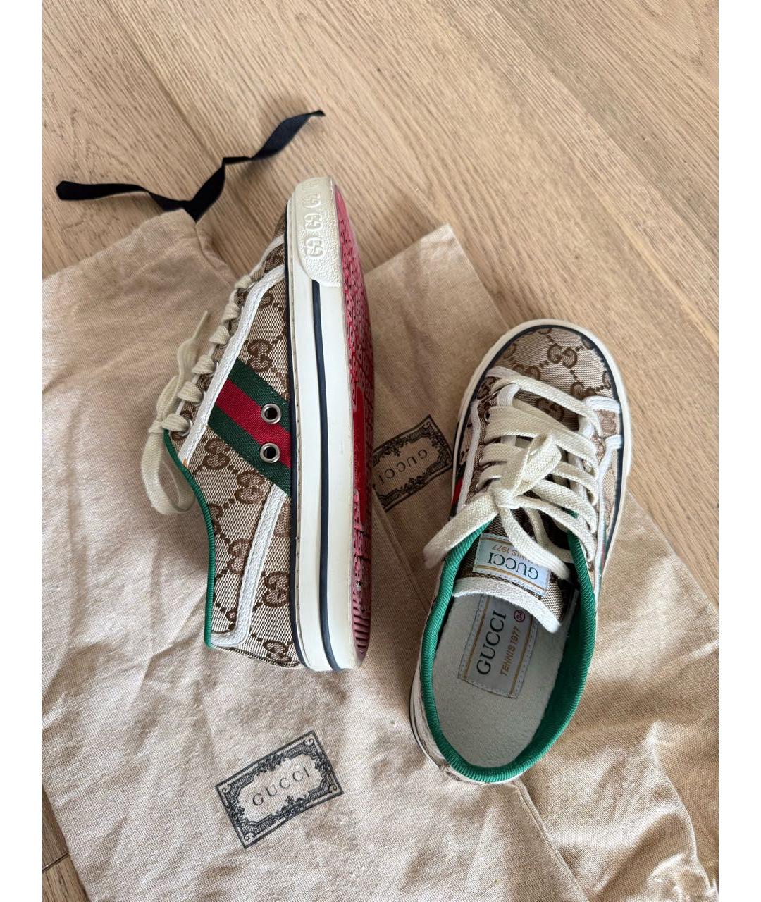 GUCCI Бежевые текстильные кеды, фото 2