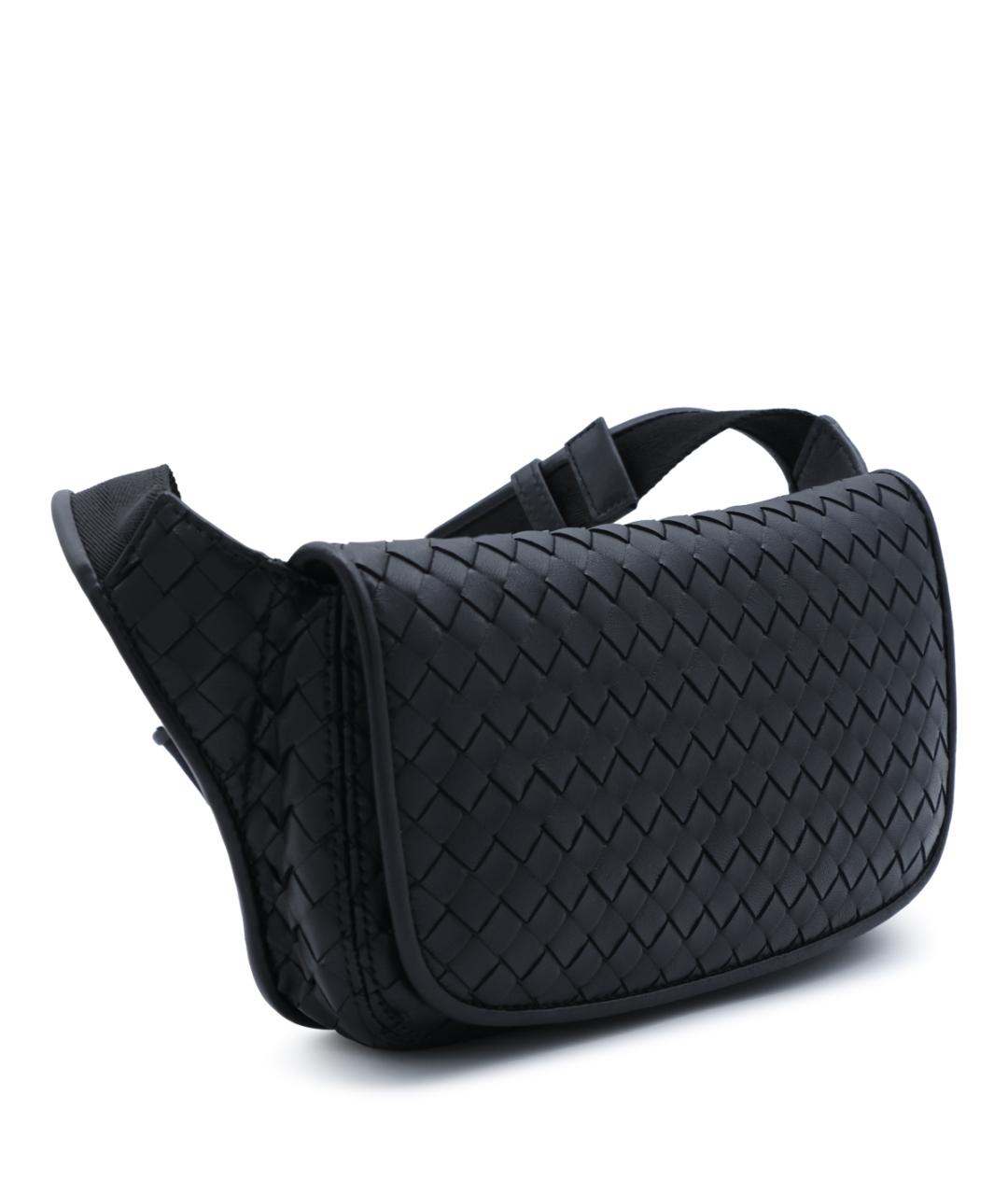 BOTTEGA VENETA Черная кожаная сумка на плечо, фото 4